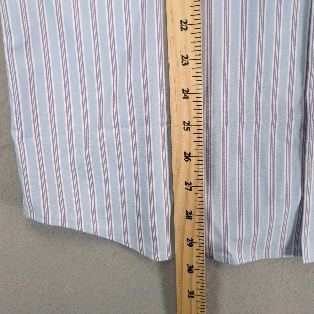 NWT Banana Republic Dress Shirt Mens M Blue Striped Slim‎ Fit Wrinkle Resistant